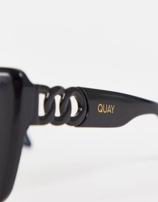 Quay Chain Reaction cat eye sunglasses in black | ASOS display picture 1