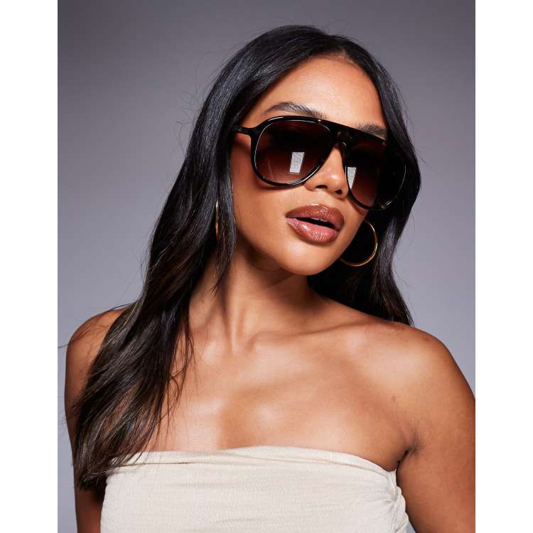 Quay chart topper aviator sunglasses in tortoiseshell | ASOS display picture 3
