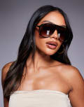 [Quay Australia] Quay Chart Topper aviator sunglasses in tortoiseshell-Brown No Size BROWN