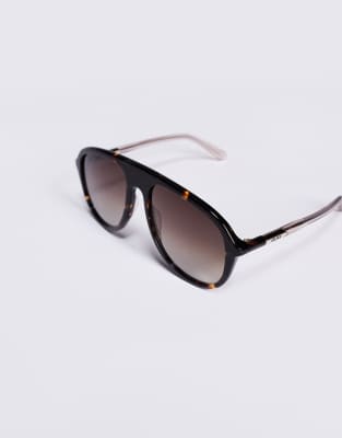 Quay Chart Topper Aviator Sunglasses In Black