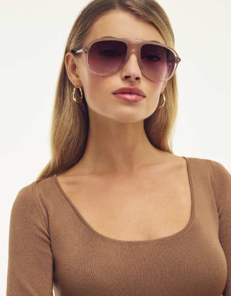 Quay chart topper shield sunglasses in pink with gradient lens - view 1