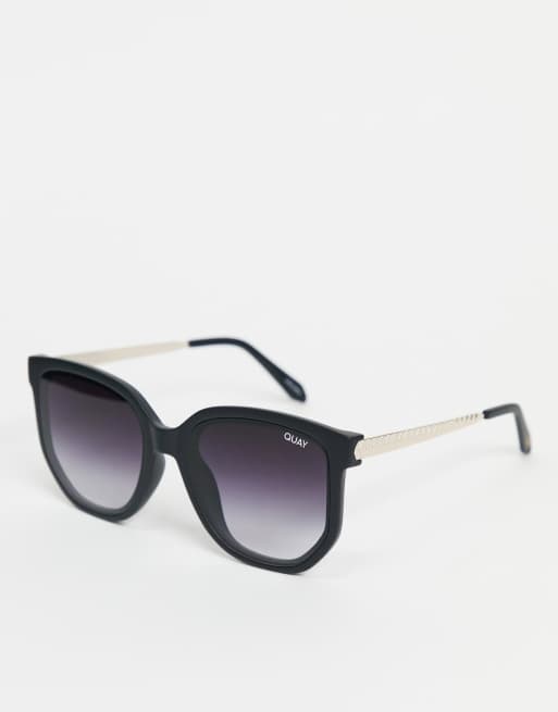 Quay Coffee Run unisex round sunglasses in black ASOS