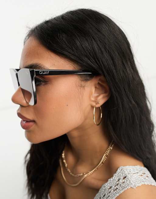 Quay Come Thru cat eye sunglasses in black fade | ASOS display picture 2