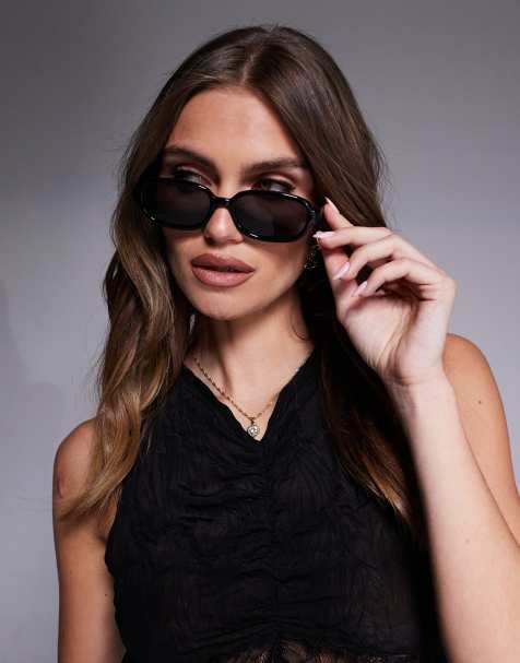 Quay could never slim round sunglasses in black - view 1