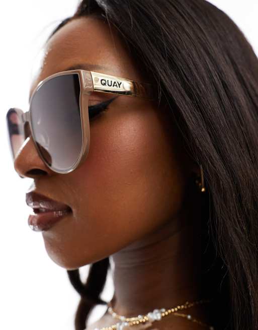 Quay date night round sunglasses in brown | ASOS