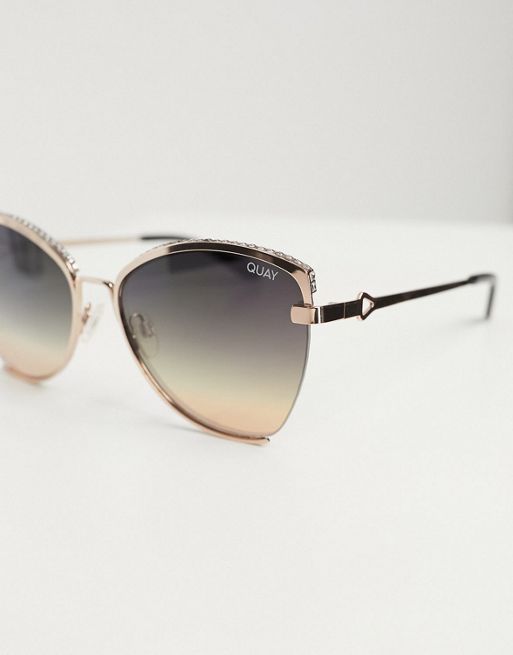 Rose Gold Diamond Bar Cat Eye Sunglasses