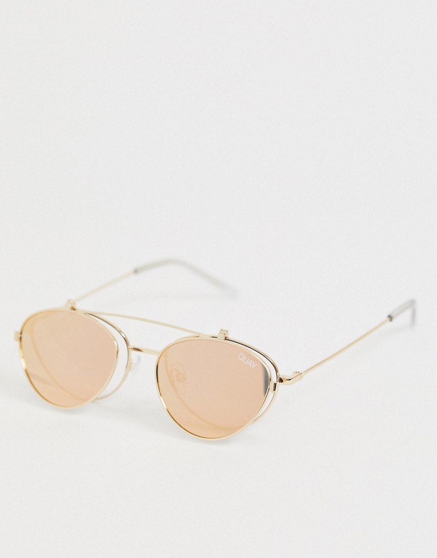 Quay Elle Oval Sunglasses-Gold