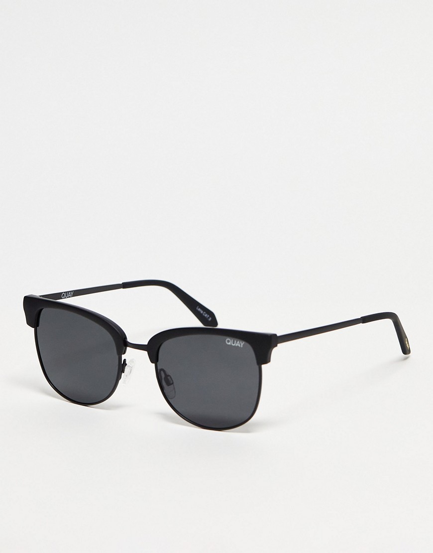 quay evasive retro sunglasses with polarised lens in matte black