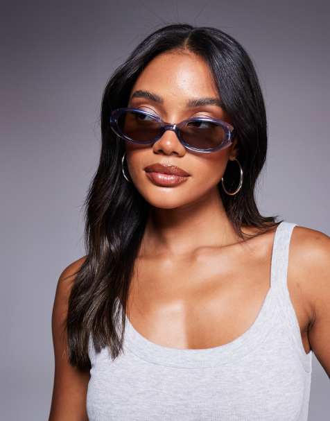 Quay – Felt Cute – Niebieskie owalne okulary przeciwsłoneczne - view 1