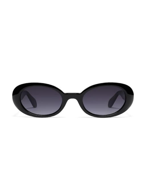Quay Felt Cute oval sunglasses in black , 2 of 3