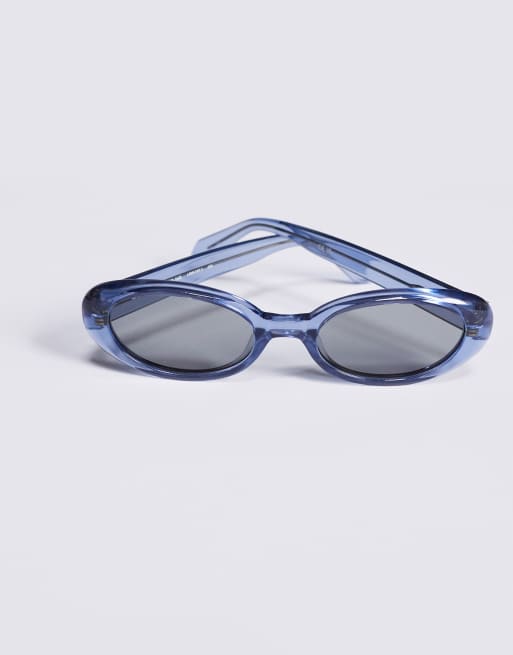 Quay felt cute oval sunglasses in blue | ASOS display picture 3
