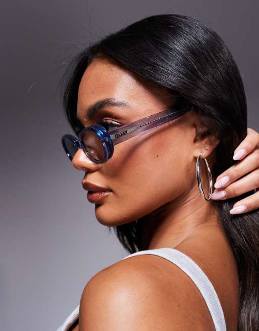 Quay felt cute oval sunglasses in blue | ASOS display picture 2