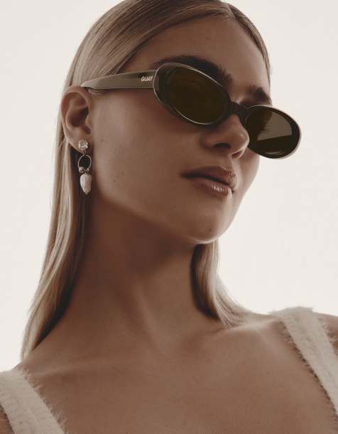 Quay felt cute oval sunglasses in chocolate brown  - view 1