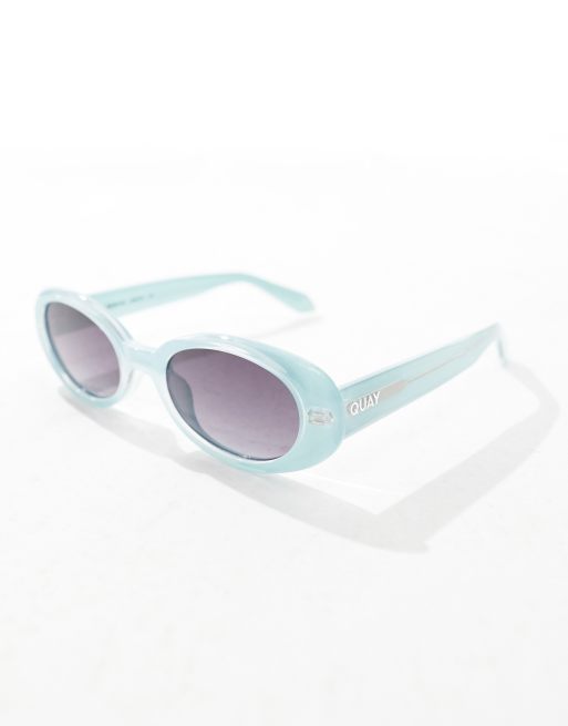 Quay felt cute oval sunglasses in mint | ASOS display picture 1