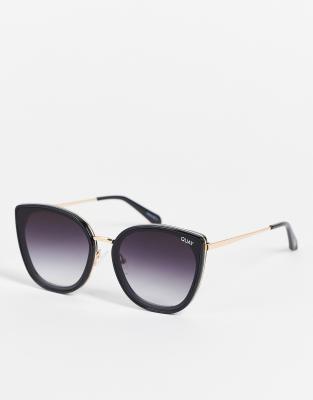 Quay Flat Out cat eye womens sunglasses in black - ASOS Price Checker