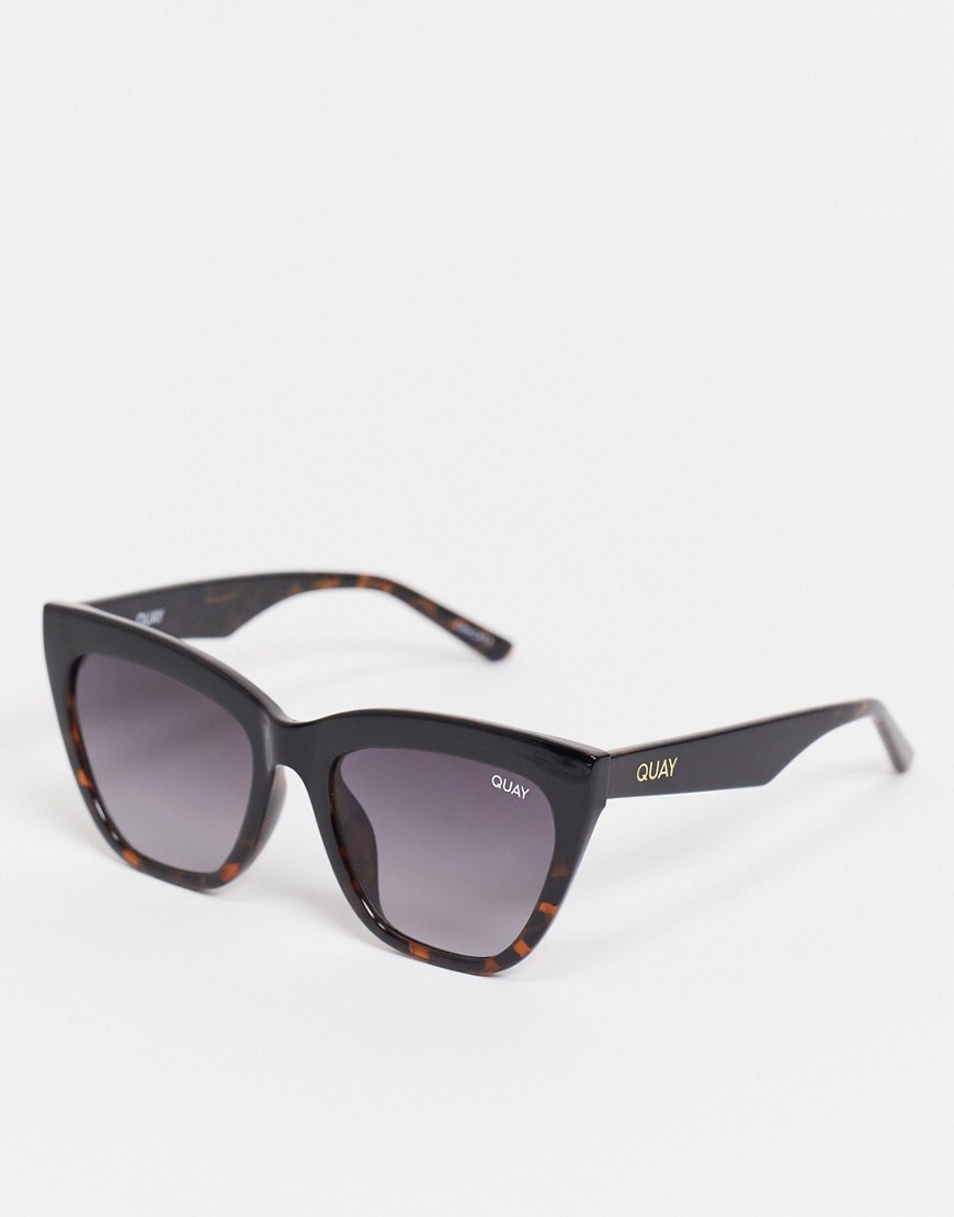 quay - for keeps - cat eye-solbriller til kvinder i sort skildpaddemønster