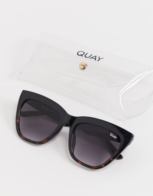 Quay For Keeps womens cat eye sunglasses in black tort | ASOS display picture 1