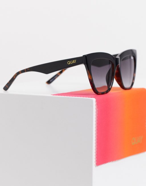 Quay For Keeps womens cat eye sunglasses in black tort | ASOS display picture 3