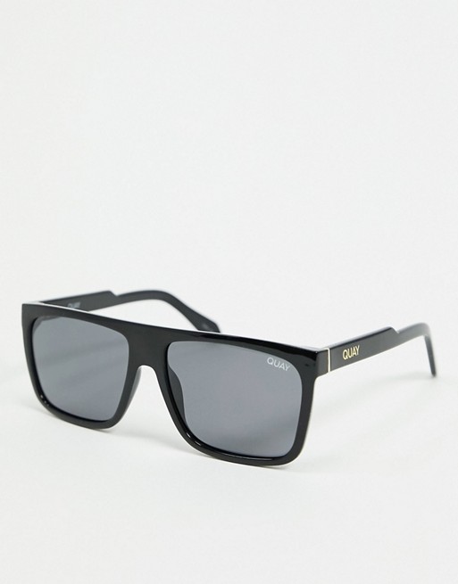 Quay Front Runner mens square sunglasses in black