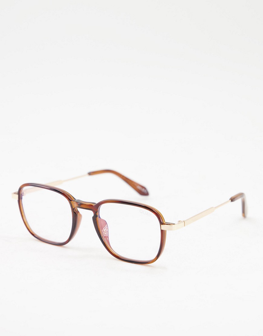 Quay Grounded womens blue light glasses in brown