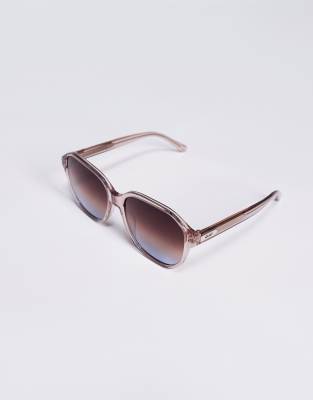 Quay Guess Again Oversized Round Sunglasses In Brown