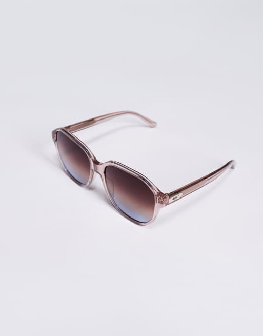 Quay Guess Again oversized round sunglasses in clear pink