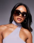 [Quay Australia] Quay Guess Again oversized round sunglasses in tortoiseshell-Brown No Size BROWN