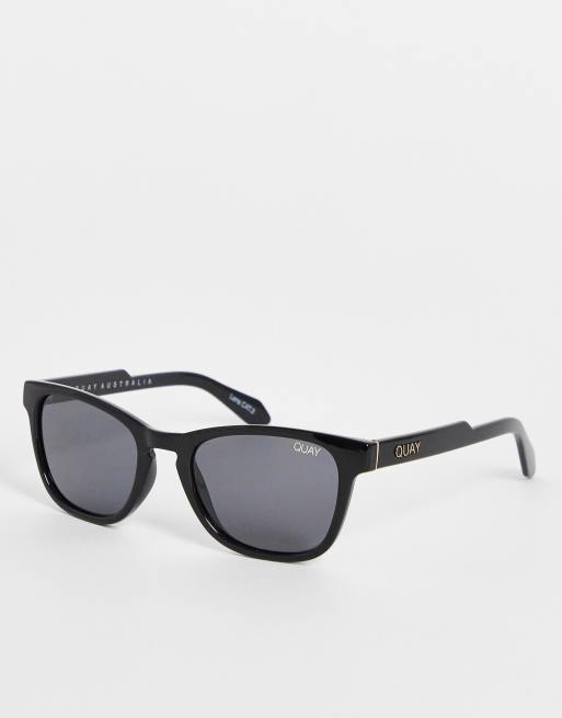 Quay Hardwire Mini square sunglasses in black | ASOS