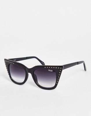 Quay Harper Studded cat eye sunglasses in black ombre