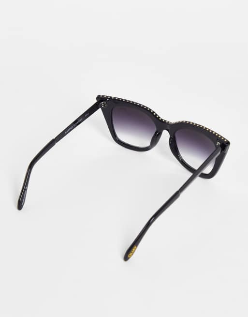 NEW QUAY AUSTRALIA Harper studded multicolored/black style 49786 sunglas… Quay Harper Studded cat eye sunglasses in black ombre | ASOS main image 2