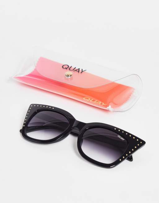 NEW QUAY AUSTRALIA Harper studded multicolored/black style 49786 sunglas… Quay Harper Studded cat eye sunglasses in black ombre | ASOS main image 3