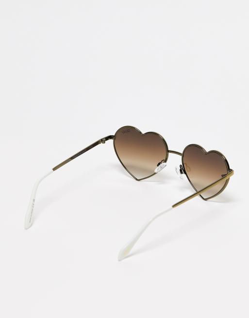 Quay Heartbreaker heart shaped festival sunglasses in bone, 2 of 4