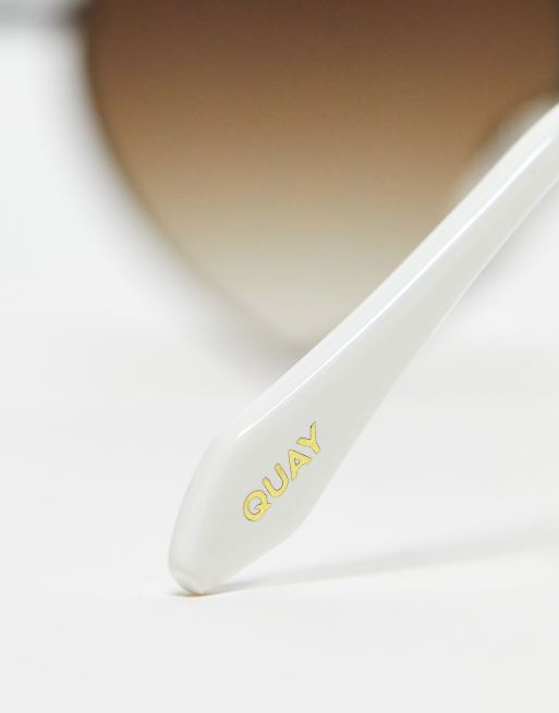 Quay Heartbreaker heart shaped festival sunglasses in bone, 4 of 4