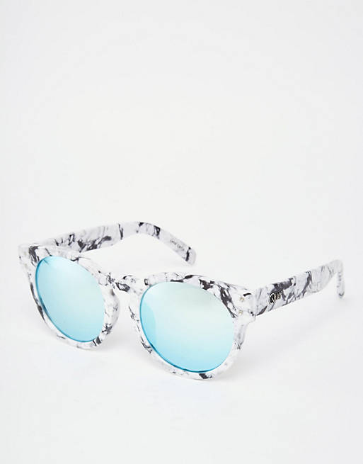 Quay High Emotion Round Marble Mirror Sunglasses