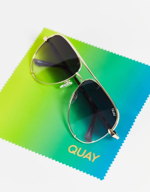 Quay High Key aviator sunglasses in gold fade