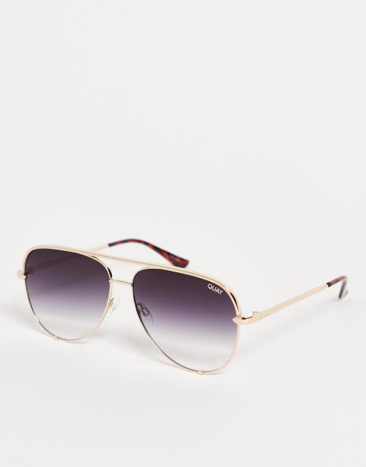 Quay High Key Aviator Sunglasses In Gold Fade Asos