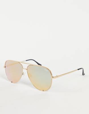 Quay High Key aviator sunglasses in gold