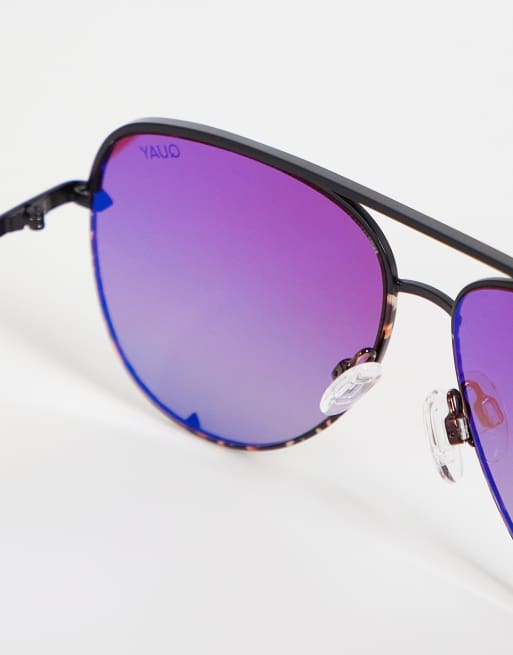 Quay – High Key – Czarno-koralowe okulary przeciwsłoneczne typu aviator , 3 z 4