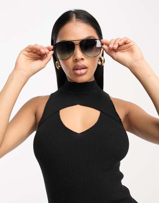 Quay – High Key – Czarno-miętowe okulary przeciwsłoneczne typu aviator, 2 z 4