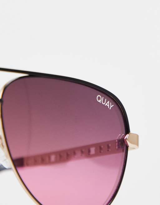 Quay - High Key Links - Lunettes de soleil aviateur - Doré/rose , 3 de 4