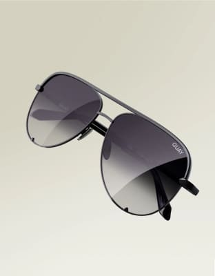 Quay Australia Quay high key metal aviator sunglasses in black fade
