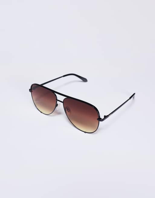 Quay Australia Aviator Sunglasses with Red to Yellow Gradient Lenses Shop Quay Australia On The Fly Sunglasses Yellow Tort/Orange main image 4