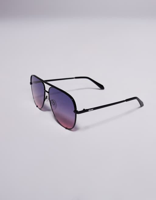 Quay high key metal aviator sunglasses in black with orange  display picture 1