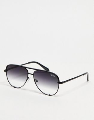 Quay High Key Micro aviator sunglasses in black fade - ASOS Price Checker