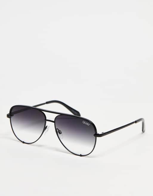 Quay – High Key Micro – Czarne okulary przeciwsłoneczne typu aviator z efektem blaknięcia
