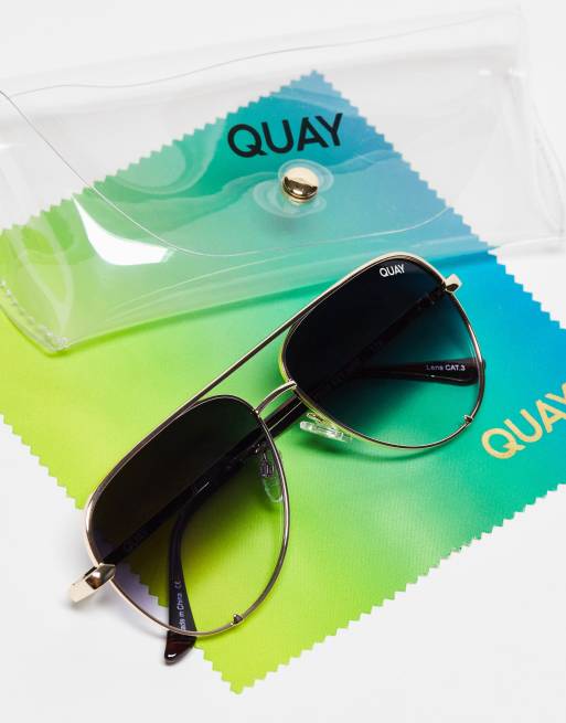 Quay High Key mini aviator sunglasses in gold ASOS