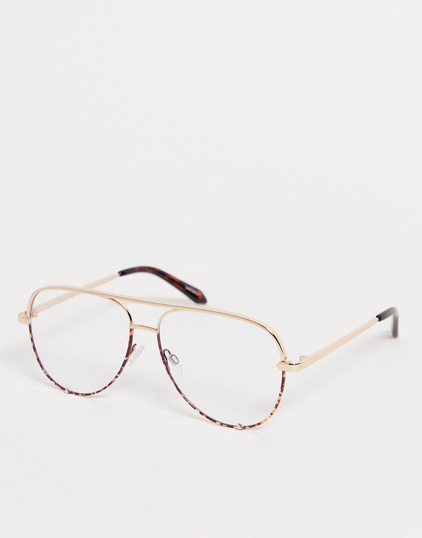 quay - high key mini - occhiali da sole modello aviatore con filtro per luce blu tartarugati-marrone
