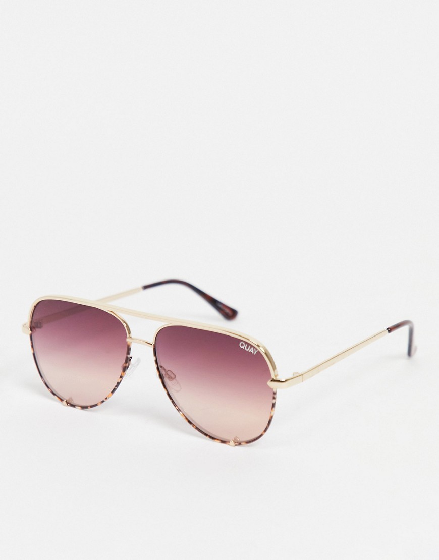 Quay High Key Mini womens aviator sunglasses in pink