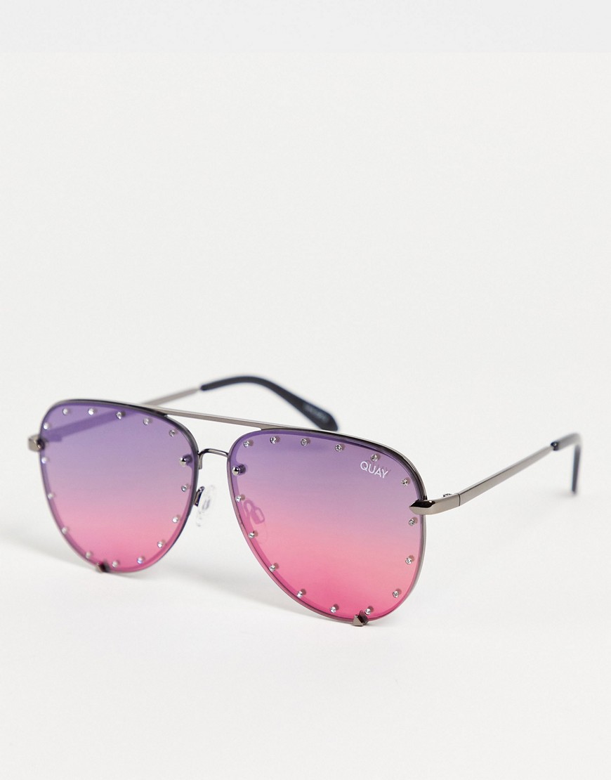 quay - high key - occhiali da sole aviatore da donna viola