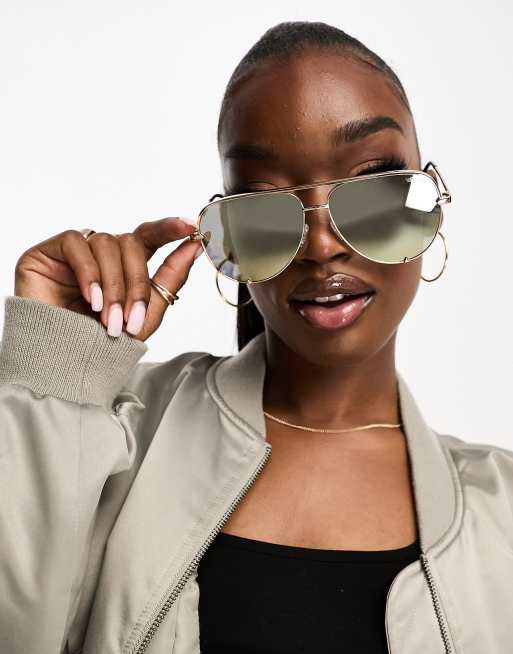 Quay – High Key – Okulary przeciwsłoneczne typu aviator w kolorze złota z polaryzacją